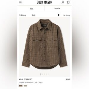 Buck Mason Wool CPO Jacket in Golden Brown Check